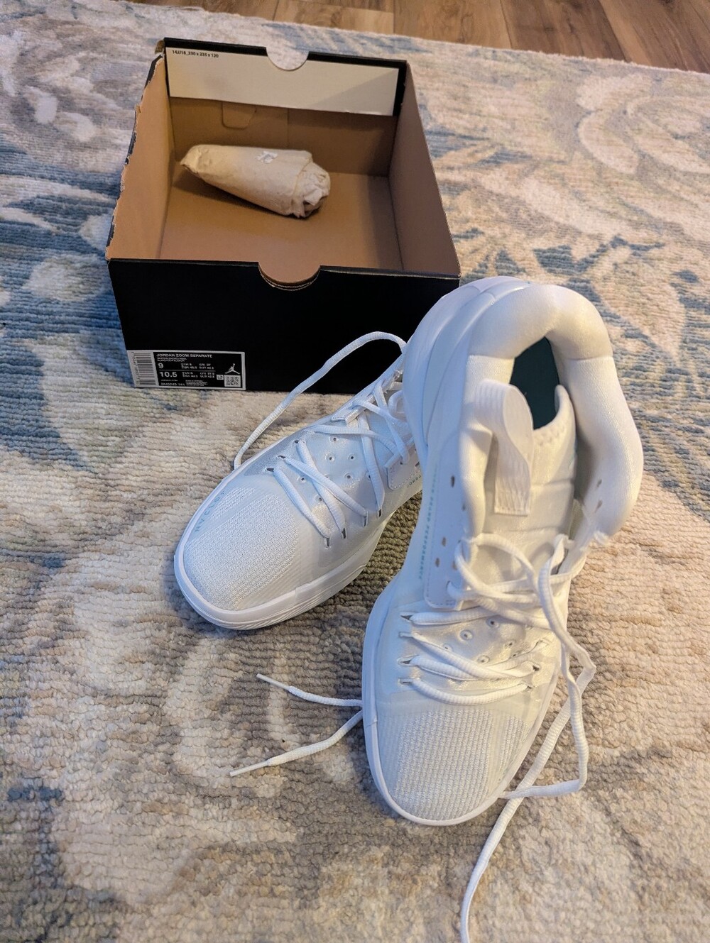 Jordan Zoom Separate White On White Basketball Shoes